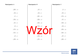 Pierwiastek kwadratowy liczb naturalnych | matematyka | 26 kolumn