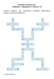 Matematyczne krzyżówki - doskonalenie dodawania i odejmowania