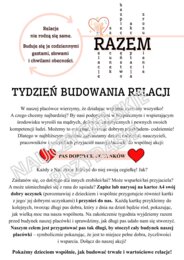 Tydzień Budowania Relacji w przedszkolu- działanie, gazetka, ulotki