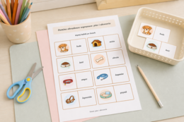 Domino obrazkowo-wyrazowe: pies i akcesoria