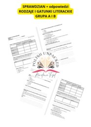 Sprawdzian - rodzaje i gatunki literackie (+odpowiedzi), dwie grupy, klasa 5, 6, 7, 8