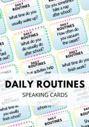 Daily Routines - zestaw 120 Speaking Cards - household chores - codzienne rutyny - nawyki - obowiązki - Present Simple - karty do speakingu - mówienie - konwersacje