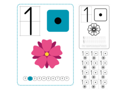 Cyfry 0-9. Tablice demonstracyjne kolorowe, karty pracy czarno-białe i wklejki do zeszytu