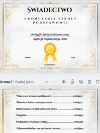 Świadectwo ukończenia szkoły podstawowej od rodziców-docenianie. Mrs_Physics. Fizunia.