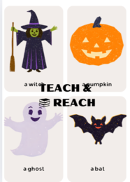 Halloween flashcards kolorwanki dla przedszkolaków angielski