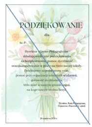 Podziękowanie Radzie Rodziców - edytowalne