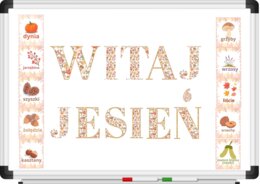 Witaj jesień - gazetka szkolna, literki oraz dary jesieni, szablon canva- wersja polska
