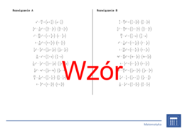 Wzór algebraiczny (A+B)(A-B), rozkład (ułamki) | matematyka, algebra | 26 kolumn
