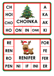 Klamerkowe pomoce - sylaby - Boże Narodzenie (litery drukowane)