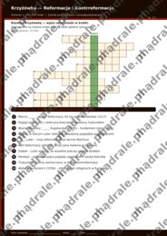 KRZYŻÓWKA "REFORMACJA I KONTRREFORMACJA" KARTA PRACY + KLUCZ ODPOWIEDZI