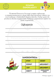Ogłoszenie. 8 zadań typu egzaminacyjnego. Egzamin ósmoklasisty. Formy wypowiedzi