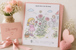 Kolorowanka „Jagoda zbiera róże dla mamy”