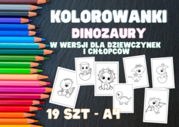 Kolorowanki na cały rok - dinozaury - 19 szt - dla dziewczynek i chłopców