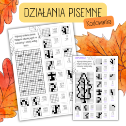 DZIAŁANIA PISEMNE - dodawanie, odejmowanie, mnożenie - KODOWANKA