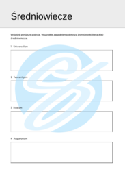 Średniowiecze – Najważniejsze Zagadnienia – Karty Pracy dla Maturzystów