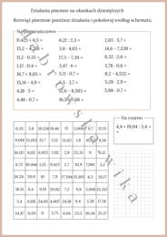 Działania pisemne na ułamkach dziesiętnych - kodowanie