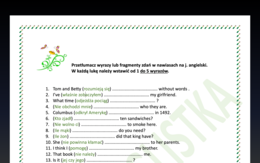 Nowa turbo powtórka przed egzaminem ósmoklasisty -aż 60 fragmentów zdań do przetłumaczenia+KLUCZ