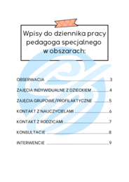 Pedagog specjalny w przedszkolu – przykładowe wpisy do dziennika