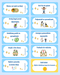 Kupony motywacyjne dla uczniów 1-5 SP