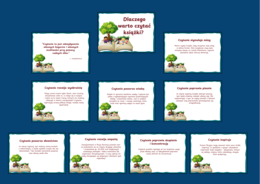 DLACZEGO WARTO CZYTAĆ KSIĄŻKI? - zalety czytania - Dzień Książki – BIBLIOTEKA - gazetka – wersja 4