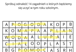 Wykreślanka - o czym będziemy uczyć się klasie 4