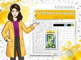 Chemia. Klasa 7. Schemat równania reakcji chemicznej. Chemiczna kolorowanka. Karta pracy. Zadanie. Minecraft.