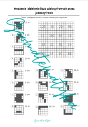 Mnożenie i dzielenie liczby dwucyfrowej przez jednocyfrową. Kodowana karta pracy.