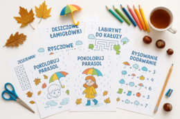 Karty Pracy: "Deszczowe łamigłówki"