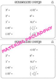 Szybkie karteczki - potęgi i pierwiastki. Klasa 7. Klasa 8.