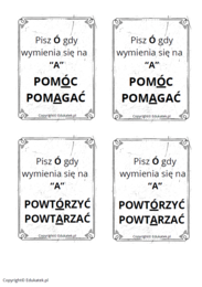 Memory ortograficzne – zasady pisowni z u-ó (wersja czarno- biała)