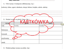 Kartkówka litery, głoski, sylaby