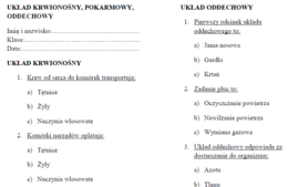Układ krwionośny, oddechowy, pokarmowy