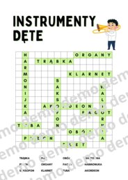 Muzyka, klasa 4-5. Instrumenty dęte. Karta pracy: wykreślanka.
