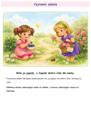 Róża je jagody – 16 kart pracy PDF do druku | czytanie, pisanie, liczenie