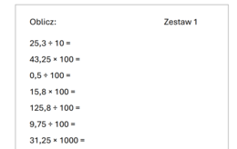 200 Przykładów - Mnożenie i Dzielenie przez 10, 100, 1000 - Przesuwanie Przecinka