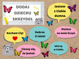 Dodaj dziecku skrzydeł – gazetka szkolna, dekoracja sali.