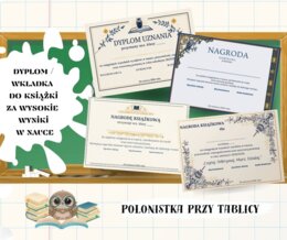 PAKIET 4 ELEGANCKICH DYPLOMÓW I WKŁADEK DO NAGRÓD KSIĄŻKOWYCH dyplom wkładka nagroda