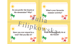 Summer Holidays / Lato / Wakacje / Karty do mówienia/ Mówienie/ Speaking/ Konwersacje/ Klasy 4-6/ Klasy 6-8/ Liceum/ SP/ Warm-up/ Rozgrzewka