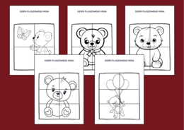 DZIEŃ PLUSZOWEGO MISIA – biblioteka – świetlica – przedszkole - UKŁADANKA - układanki - puzzle - kolorowanka - 10 szt.