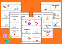 ⭐Dzień Życzliwości i Pozdrowień - Dzień Uśmiechu - Kącik Dobrego Słowa – pudełko pełne życzliwości - – zajęcia z wychowawcą – biblioteka – fiszki