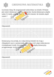 Grudniowa matematyka (10 zadań tekstowych). Mnożenie w zakresie 100.