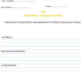 Kartkówka E8 - motywy literackie 1, interpunkcja, gramatyka