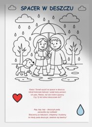 Kolorowanki: parasolki, kalosze, deszcz.