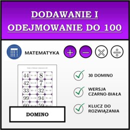 Domino - Dodawanie i odejmowanie do 100 | matematyka