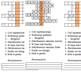 Logogryf dla klasy 1 z hasłem dentysta