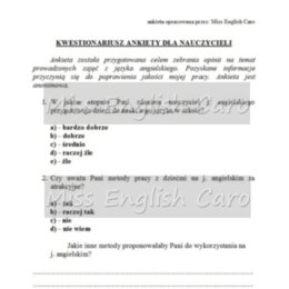 Ankieta ewaluacyjna- j.angielski- skierowana do nauczycieli