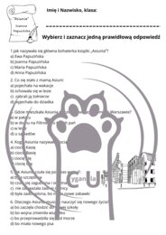 Karty Pracy z odpowiedziami do lektury „Asiunia” Joanny Papuzińskiej