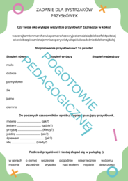 Zadania dla bystrzaków - części mowy, cząstka nie, przysłówek
