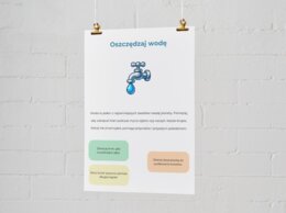 Plakaty informacyjne. Oszczędzaj wodę. Oszczędzaj energię. Recyklinuj.