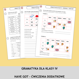 Have got - ćwiczenia gramatyczne (Gramatyka dla klasy IV - rozdział 4)